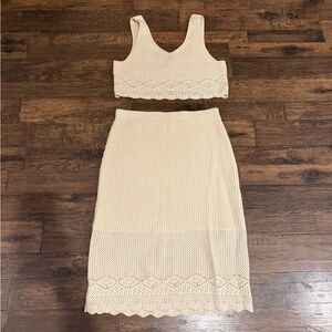 House of Harlow 1960 Cream Knit Skirt Set